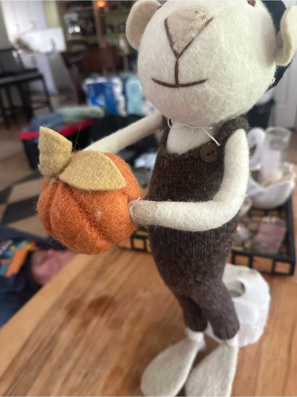 Handmade Gry&Sif wool harvest Witch Mouse pumpkin brown knit clothes NWT 2 feet